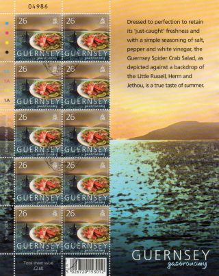 Sg 1072 X10 Guernsey Seafood & Coastal Scenes Vfu Sheetlet With Cylinder No