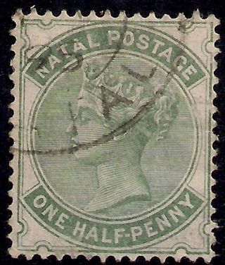 Natal South Africa 1885 Qv 1/2d Dull Green Sg 97a (k1232)