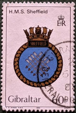 Stamp Gibraltar 1983 60p Royal Navy Hms Sheffield