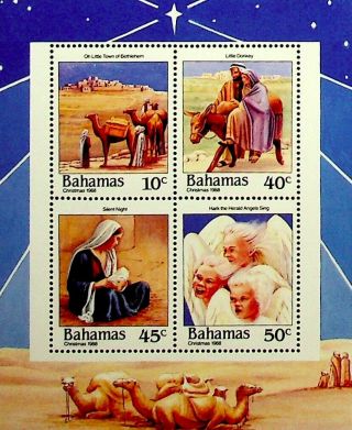 Bahamas 1968 Christmas Town Of Bethleham Silent Night Angels Animal Donkey Camel