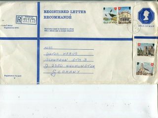 Great Britain Isle Of Man K Size 73p Uprated Reg Cover To Germany 1980