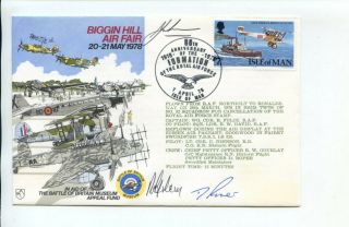 1978 Raf Ad35 Signed Cover Biggin Hill Air Fair Isle Of Man Stamps