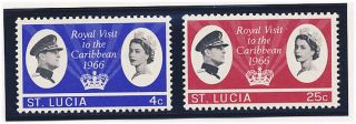 St.  Lucia 1966 Qe2 Royal Visit Stamp Set 205 - 06 Mnh After 1st Lot