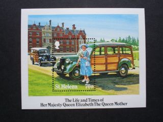 St Helena Stamp Mini Souvenir Sheet The Life & Times Of The Queen Mother.  1985.