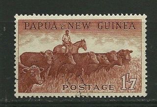 Papua Guinea 1958 - 60 1/7d Red Brown Cattle Fine