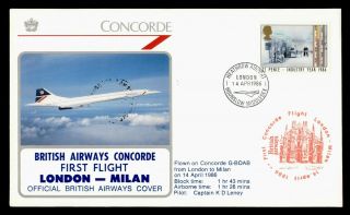 Dr Who 1986 Gb London To Milan Concorde First Flight C125310
