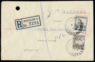 Palestine 1944 Jerusalem Mahne Yehuda Registered Cover,  Opened 3 Sides