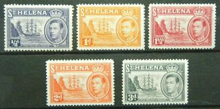 St.  Helena Stamp 1938 - 44 King George Vi Scott 118//122a Sg131//135a Og Lh - H
