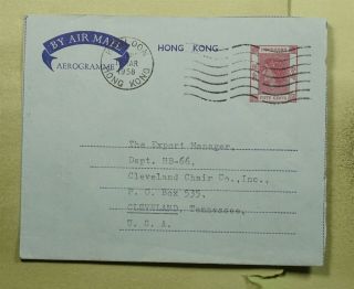 Dr Who 1958 Hong Kong Kowloon To Usa Aerogramme Stationery C125718