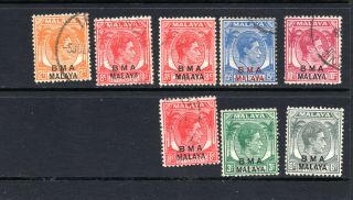 8 Malaya Singapore Straits Settlements Stamps Bma Malaya Overprint Id 1797