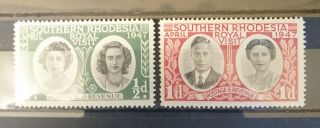 Complete Set Of 2 Gvi Royal Visit Stamps From Southern Rhodesia.  1943