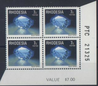 Rhodesia 1978 Defins Mnh Sg559 Value,  Sheet Number Blk4 7c 454