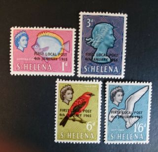 Complete Set Of 4 Qeii Stamps From St Helena.  First Local Post.  1965