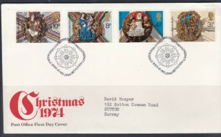 Great Britain 1974 Christmas Set On Fdc With Bethlehem Pmk