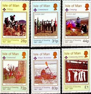 Isle Of Man 100 Years Scouting Hiking Commitment Camping Etc Stamps