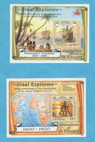 St Vincent,  2 Souvenir Sheet,  Great Explorers L (6189