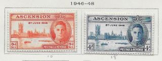 2 Ascension Stamps From Quality Old Album 1946 - 1948