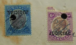 Jamaica 1920s Court Document w/ 2 Judicial Revenue Stamps 3
