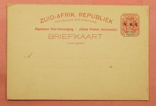 Dr Who South African Republic V.  R.  I.  Overprint Postal Card 118522