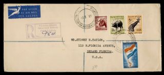Dr Who 1961 South Africa Pretoria Registered Airmail To Usa E72598