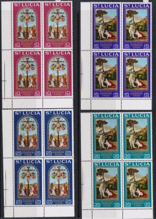 St Lucia 1968 Easter Issue - Full Set In Mnh Blocks Of Four - (28)