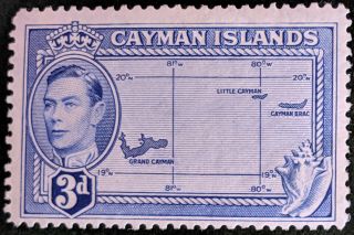 Stamp Cayman Islands 1938 3d Map Of Islands Mh