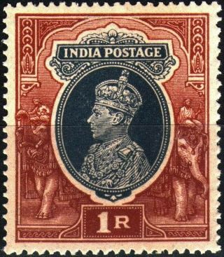 British India 1946 Kgvi 1 Rupee Stamp Mnh