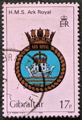Stamp Gibraltar 1983 17p Royal Navy Hms Ark Royal