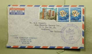 Dr Who 1963 Singapore Slogan Cancel Airmail To Zealand Fish Pair E47959