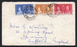 Northern Rhodesia 1937 Coronation Cover Nkana To Ipswich,  England - (70)