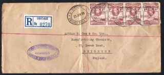 Gold Coast 1939 Registered Cover From Obuasi To Brighton Gb - (3)