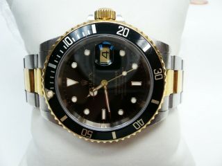 Rolex Submariner Date 16613 Ss/18ky Gold Black Dial Oyster Bracelet