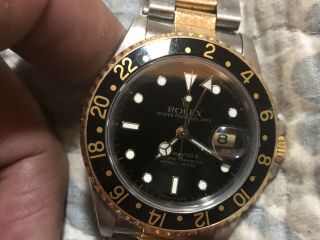 1991 Rolex Gmt - Master Ii 16713 Two Tone Stainess