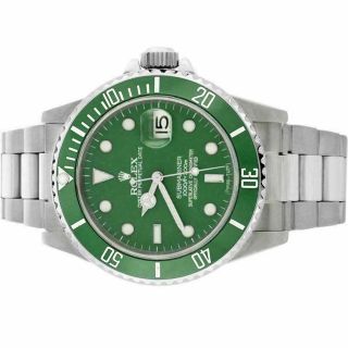 Rolex Men ' s Submariner 16610 40mm Watch Stainless Steel Custom Green Dial/Insert 2