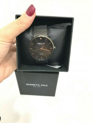Kenneth Cole Black Stainless Steel Mens Watch KC50638002 NIB 7