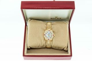 Rolex Women ' s President Datejust 18K Yellow Gold MOP Ruby & Diamond Womens Watch 4