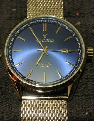 Vincero Mens Watch Stainless Steel Blue Face Dial
