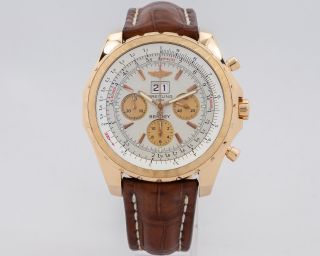 Pre - Owned Breitling Bentley 6.  75 Chronograph Mn H44363 18k Rose Gold