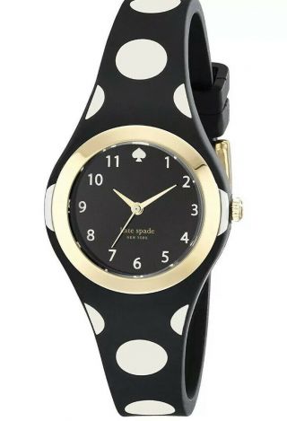 Kate Spade York Goldtone Rumsey Black and White Polka Dot Silicone Watch 6