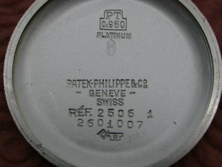 PATEK PHILIPPE PLATINUM RARE REF.  2506/1 ONLY EXAMPLE TO SURFACE IN PLATINUM 7