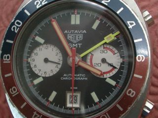 HEUER AUTAVIA GMT,  CHRONOGRAPH,  FABULOUS DIAL ALL STAINLESS STEEL 2