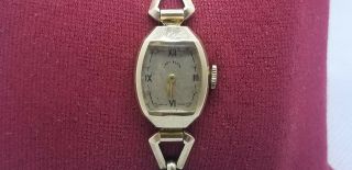 Vtg 1940 ' s Lady Elgin Call 619 14kt Gold Wristwatch 19Jewels AS - IS 2