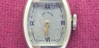 Vtg 1940 ' s Lady Elgin Call 619 14kt Gold Wristwatch 19Jewels AS - IS 3