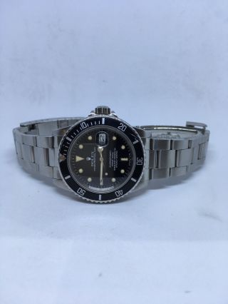 VINTAGE ROLEX SUBMARINER STAINLESS STEEL 40MM DATE Ref.  16800 CREAMY PATINA DIAL 7
