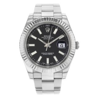 Rolex Datejust Ii 116334 Bkio Black Dial Steel 18k White Gold Automatic Watch
