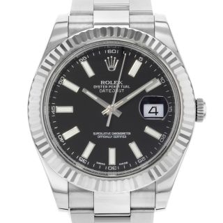 Rolex Datejust II 116334 bkio Black Dial Steel 18K White Gold Automatic Watch 2