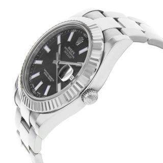 Rolex Datejust II 116334 bkio Black Dial Steel 18K White Gold Automatic Watch 3
