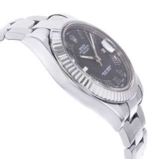 Rolex Datejust II 116334 Black Roman Dial Steel 18K White Gold Automatic Watch 4