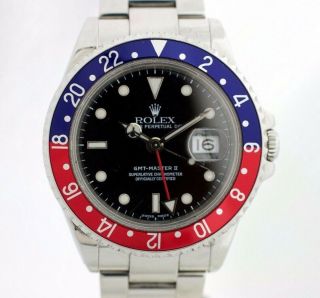Rolex GMT - Master II 16710 Pepsi Stainless Steel Black Dial 1991 Auto Men ' s Watch 2