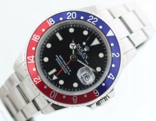 Rolex GMT - Master II 16710 Pepsi Stainless Steel Black Dial 1991 Auto Men ' s Watch 3